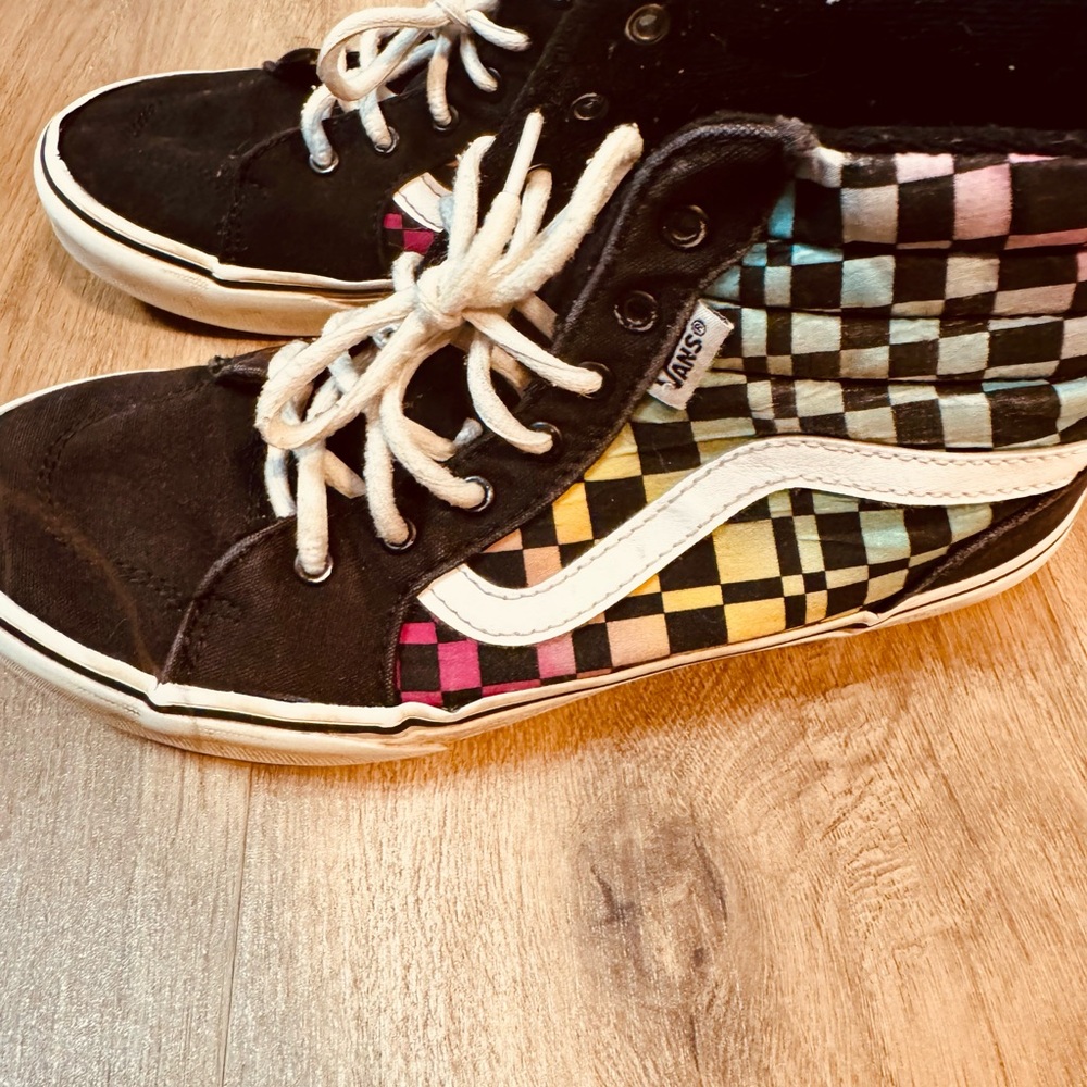 Vans Kids High-Top Sneakers - Black and Multicolor Checkered